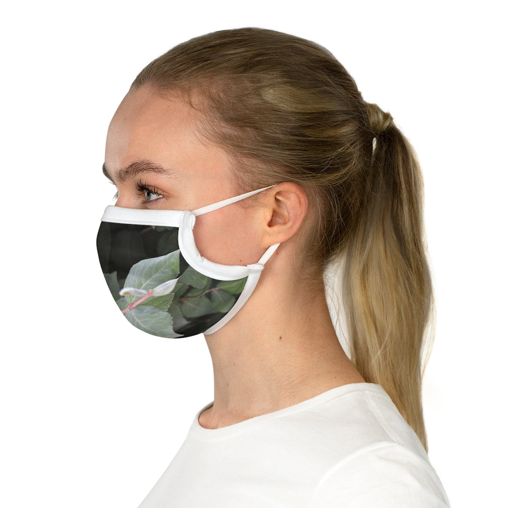 Green Leaves Cotton Face Mask featuring a stylish leaf pattern, made from 100% cotton with adjustable earloops and nose wire.