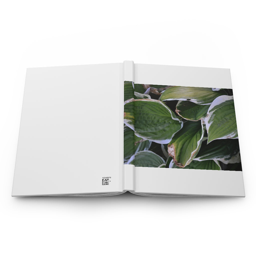 Green Leaves Hardcover Journal with matte finish, featuring customizable covers and lined pages, perfect for personal journaling.