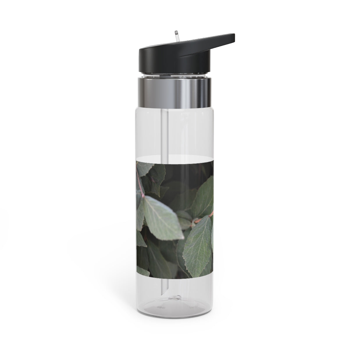 Green Leaves Kensington Tritan™ Sport Bottle in vibrant green color, featuring a screw-on lid, straw, and carabiner hook for easy attachment.