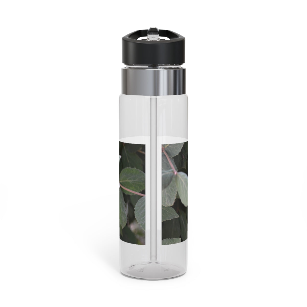 Green Leaves Kensington Tritan™ Sport Bottle in vibrant green color, featuring a screw-on lid, straw, and carabiner hook for easy attachment.