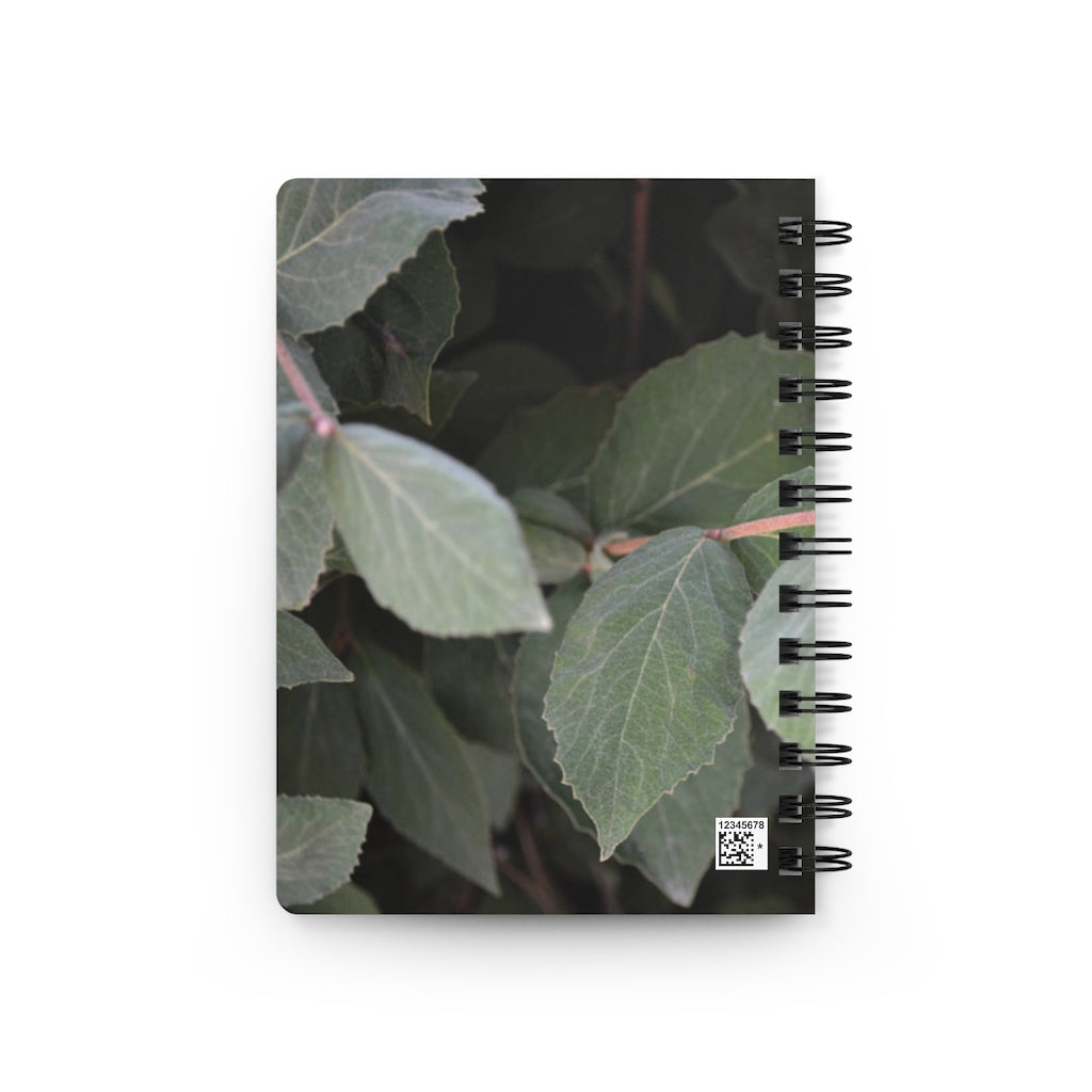 Green Leaves Spiral Bound Journal with a glossy laminated cover and lined pages, featuring a vibrant green leaves design.