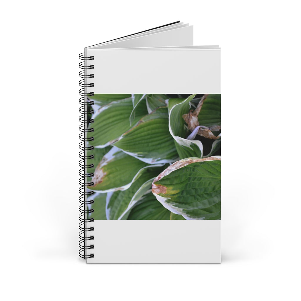 Green Leaves Spiral Journal featuring a vibrant green leaves design, available in multiple styles including blank, dot grid, lined, and task.