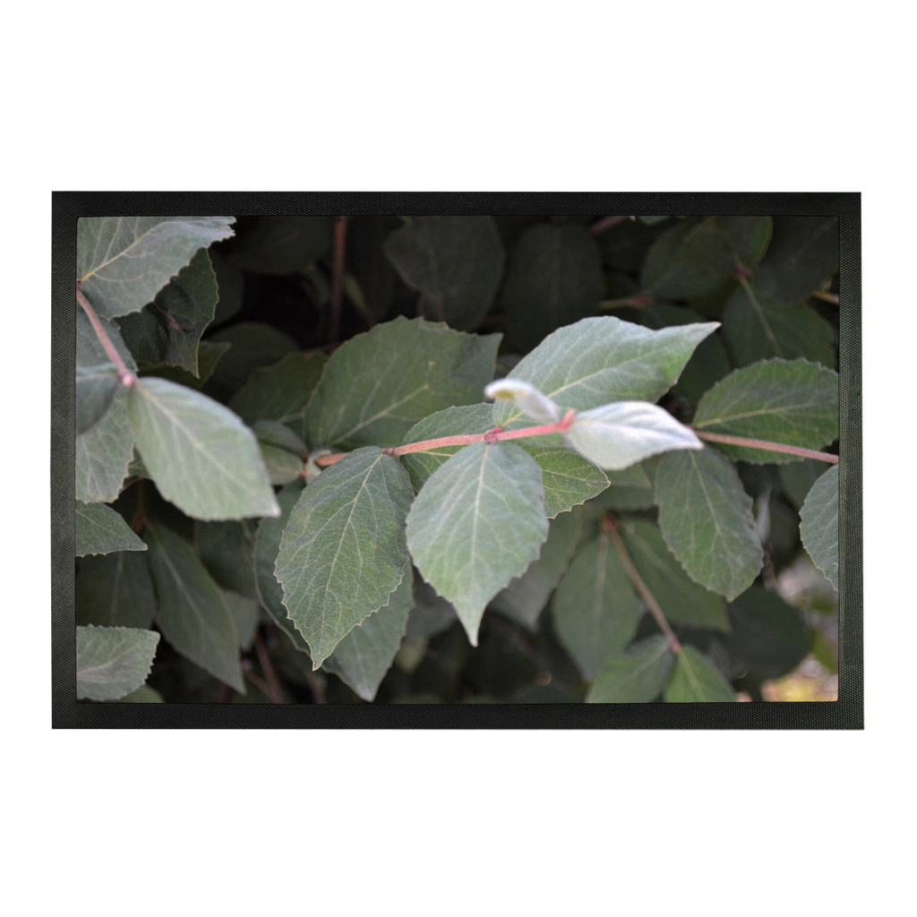 Green Leaves Sublimation Doormat showcasing vibrant leaf design on a durable rubber base, perfect for home entryways.