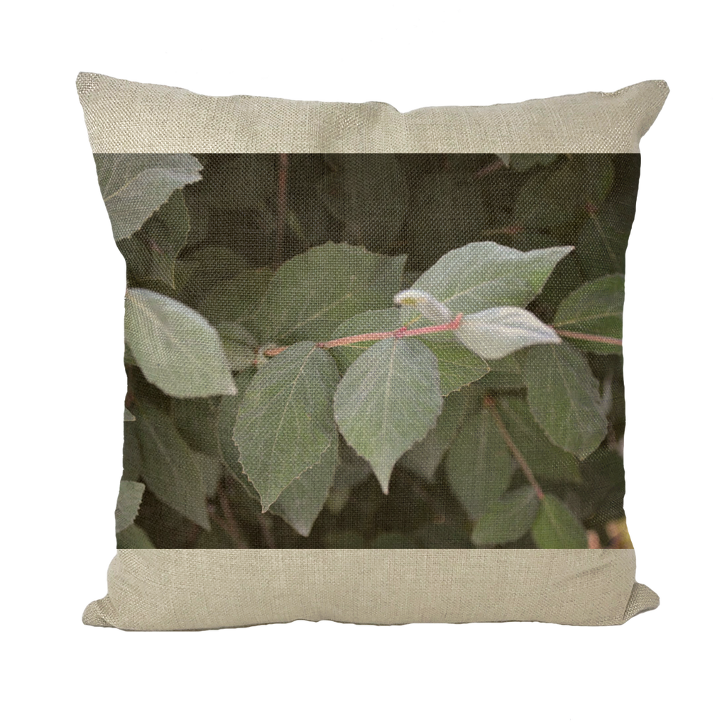 Green Leaves Throw Pillows showcasing vibrant leaf patterns on soft fabric, perfect for home decor.