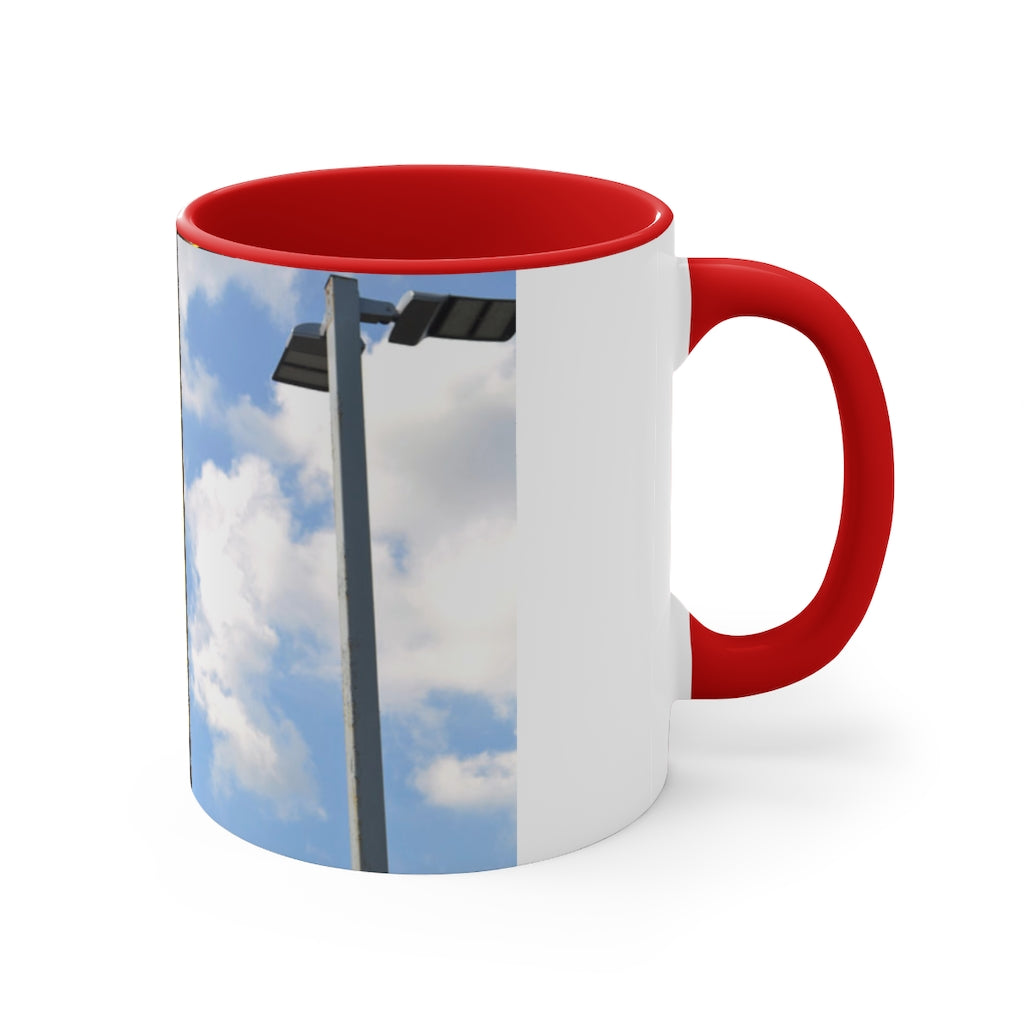 Green Light Accent Coffee Mug, 11oz with two-tone design and comfortable C-handle, showcasing vibrant color contrast.