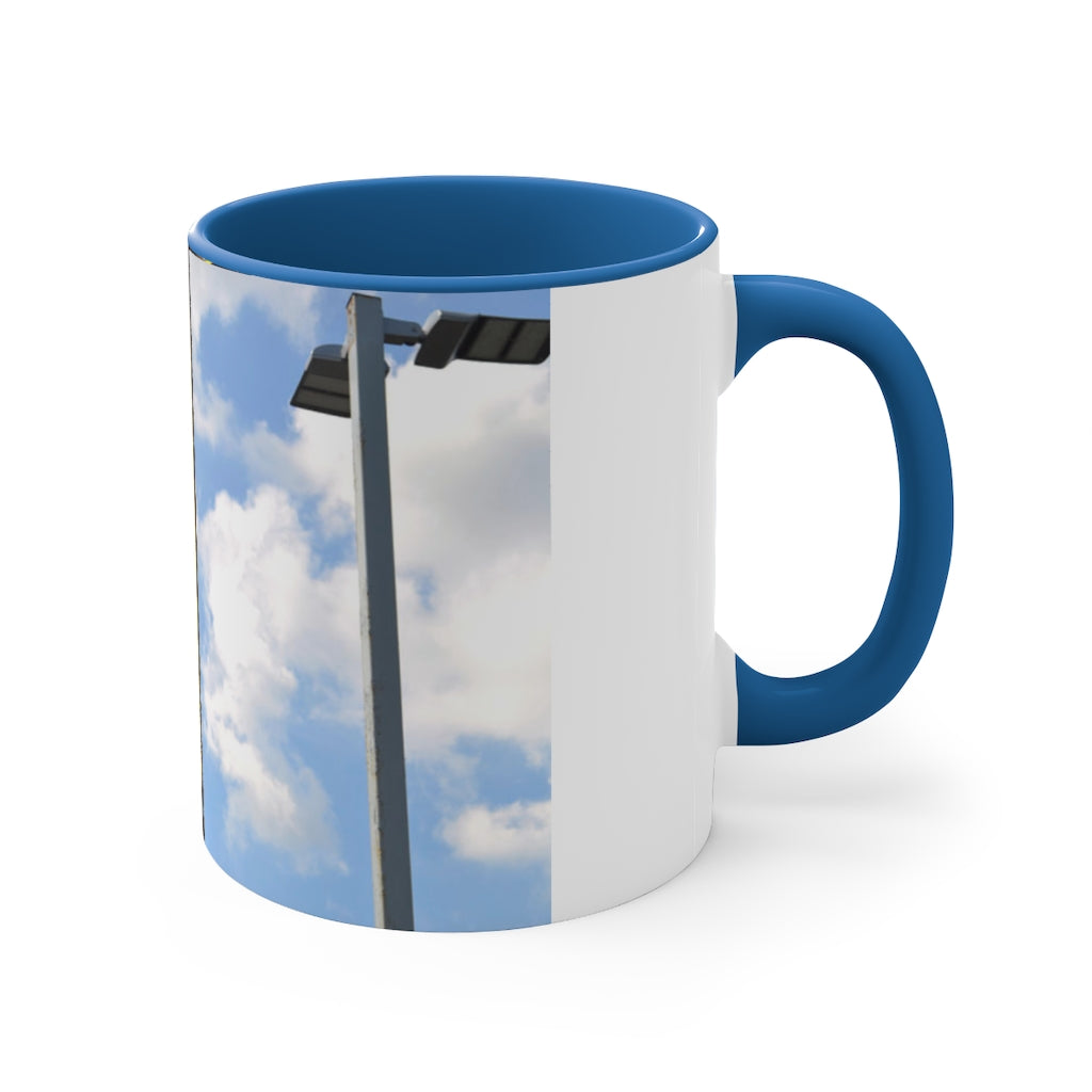 Green Light Accent Coffee Mug, 11oz with two-tone design and comfortable C-handle, showcasing vibrant color contrast.