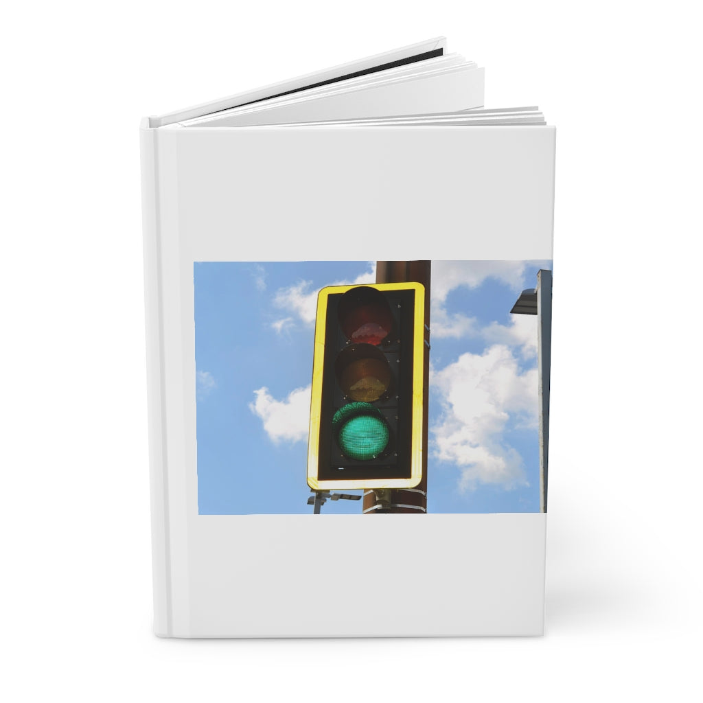 Green Light Hardcover Journal with matte finish, customizable front and back covers, and lined pages.