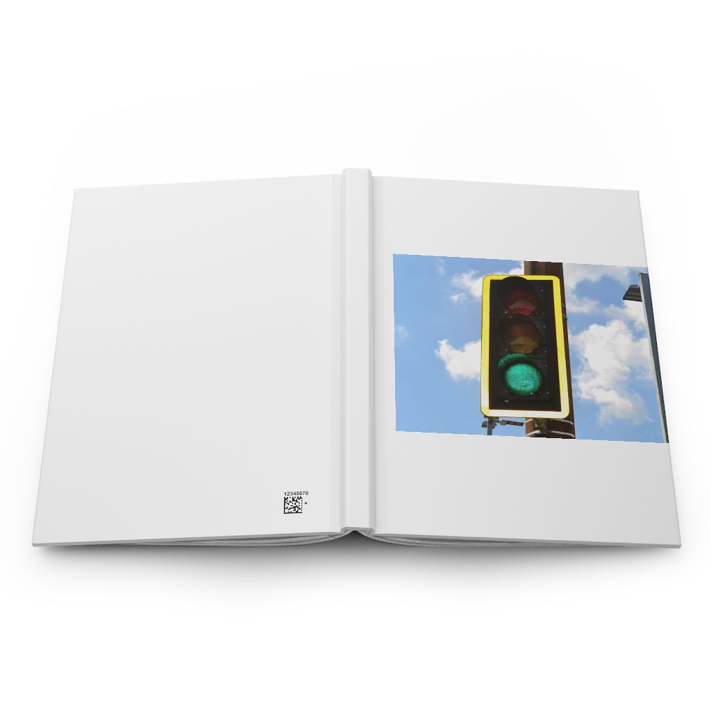 Green Light Hardcover Journal with matte finish, customizable front and back covers, and lined pages.