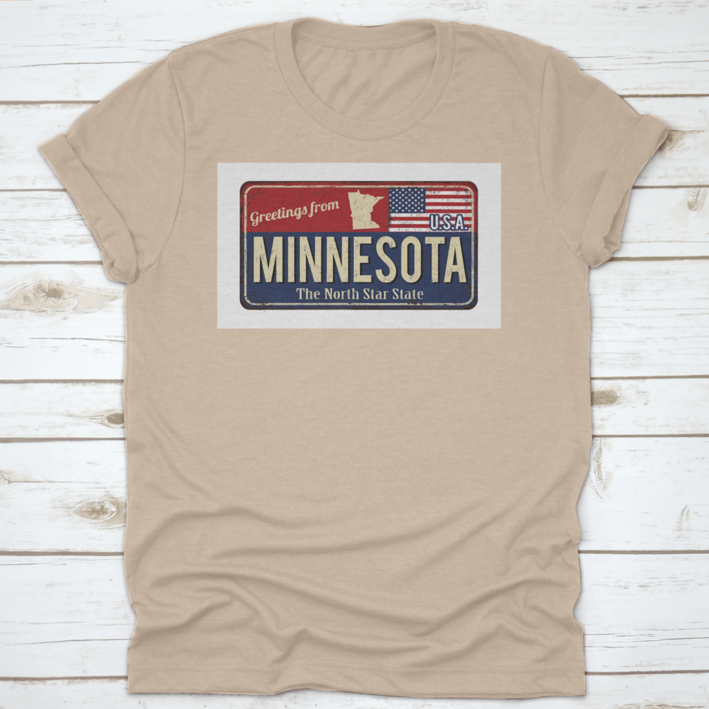 Vintage rusty metal sign featuring 'Greetings from Minnesota' with a rustic design, perfect for home decor.