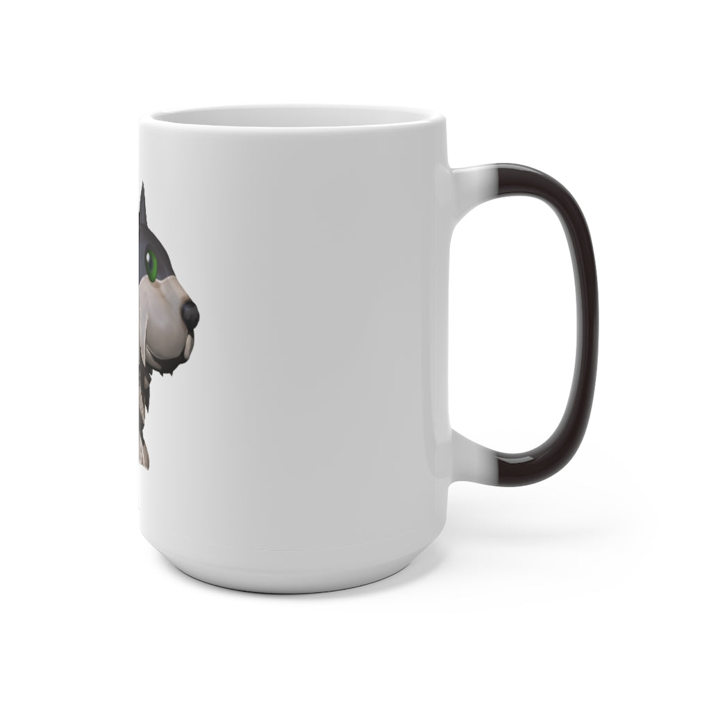 Grey Dog Color Changing Mug showcasing its unique color-changing feature with a charming dog design.