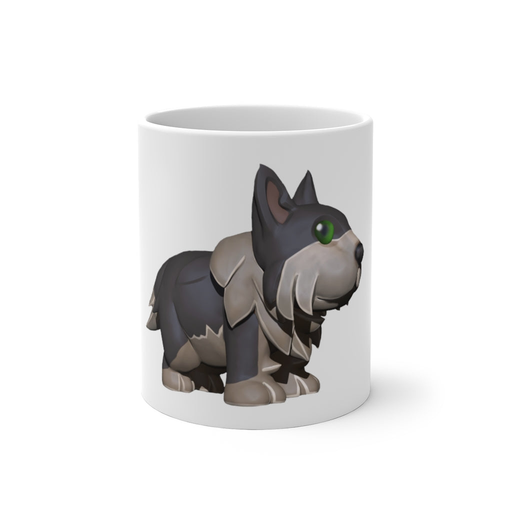 Grey Dog Color Changing Mug showcasing its unique color-changing feature with a charming dog design.