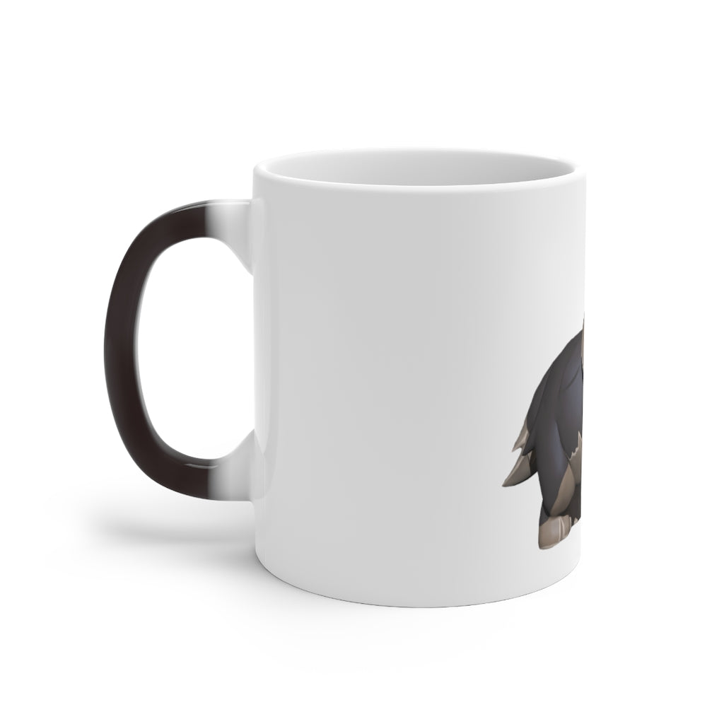 Grey Dog Color Changing Mug showcasing its unique color-changing feature with a charming dog design.