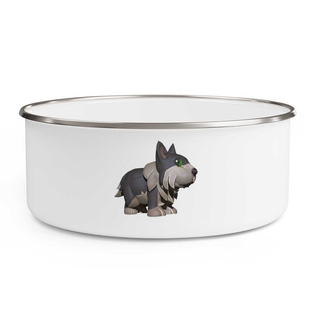 Grey Dog Enamel Bowl made of stainless steel with a translucent lid, featuring a stylish grey design and anti-slip backing.