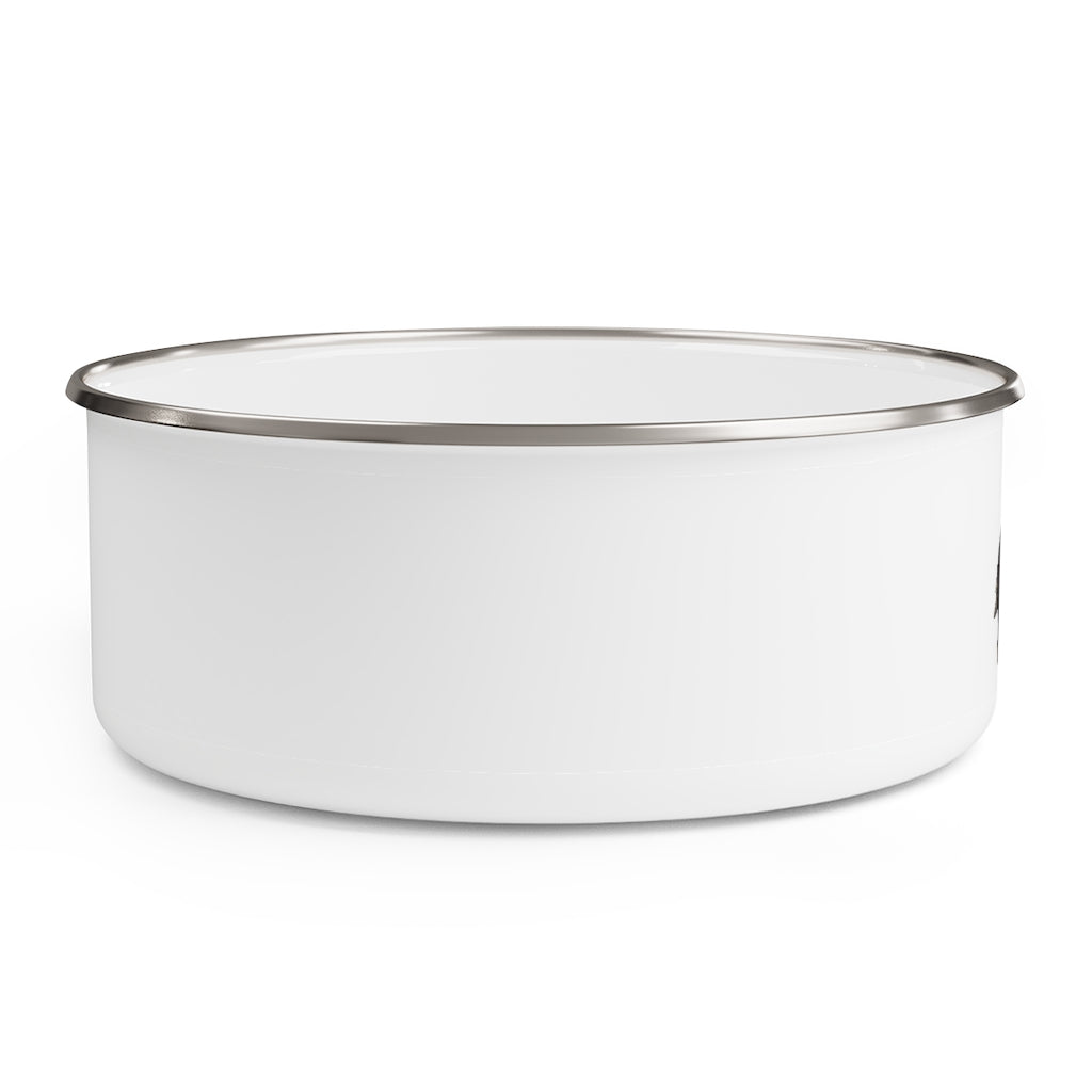 Grey Dog Enamel Bowl made of stainless steel with a translucent lid, featuring a stylish grey design and anti-slip backing.