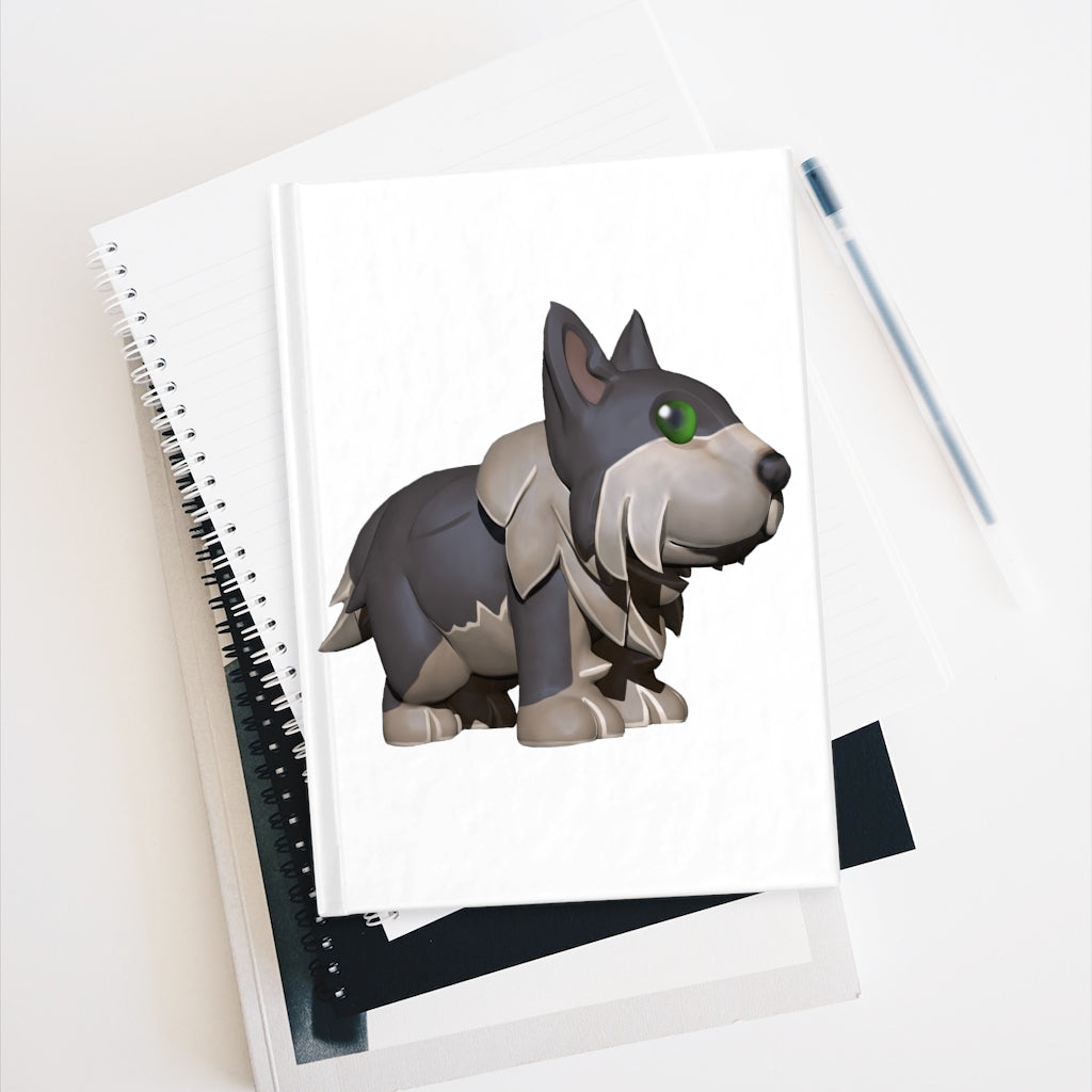 Grey Dog Journal with blank pages and high-quality wraparound print, showcasing its durable hardcover design.