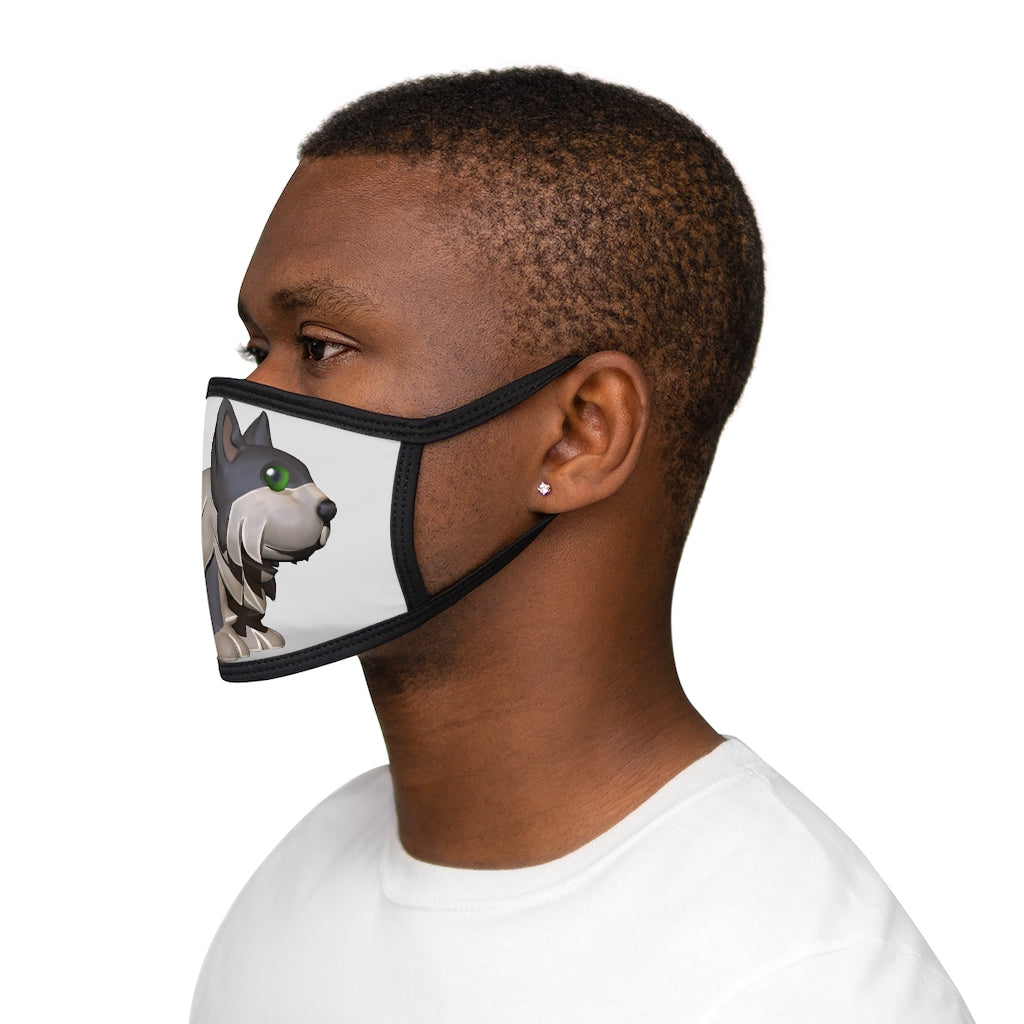 Grey Dog Mixed-Fabric Face Mask featuring a polyester exterior and cotton interior, designed for comfort and style.