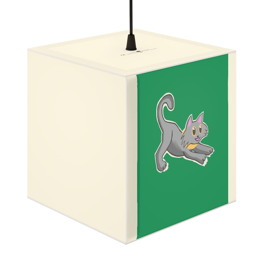 A stylish Grey Kitty Personalized Lamp featuring a unique cube design, perfect for indoor lighting and decoration.