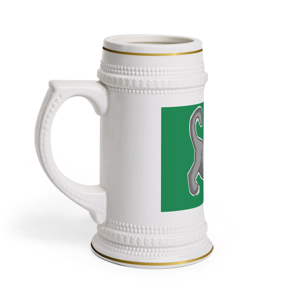 Grey Kitty Stein Mug made of durable white ceramic with ribbed outlines, perfect for custom designs.