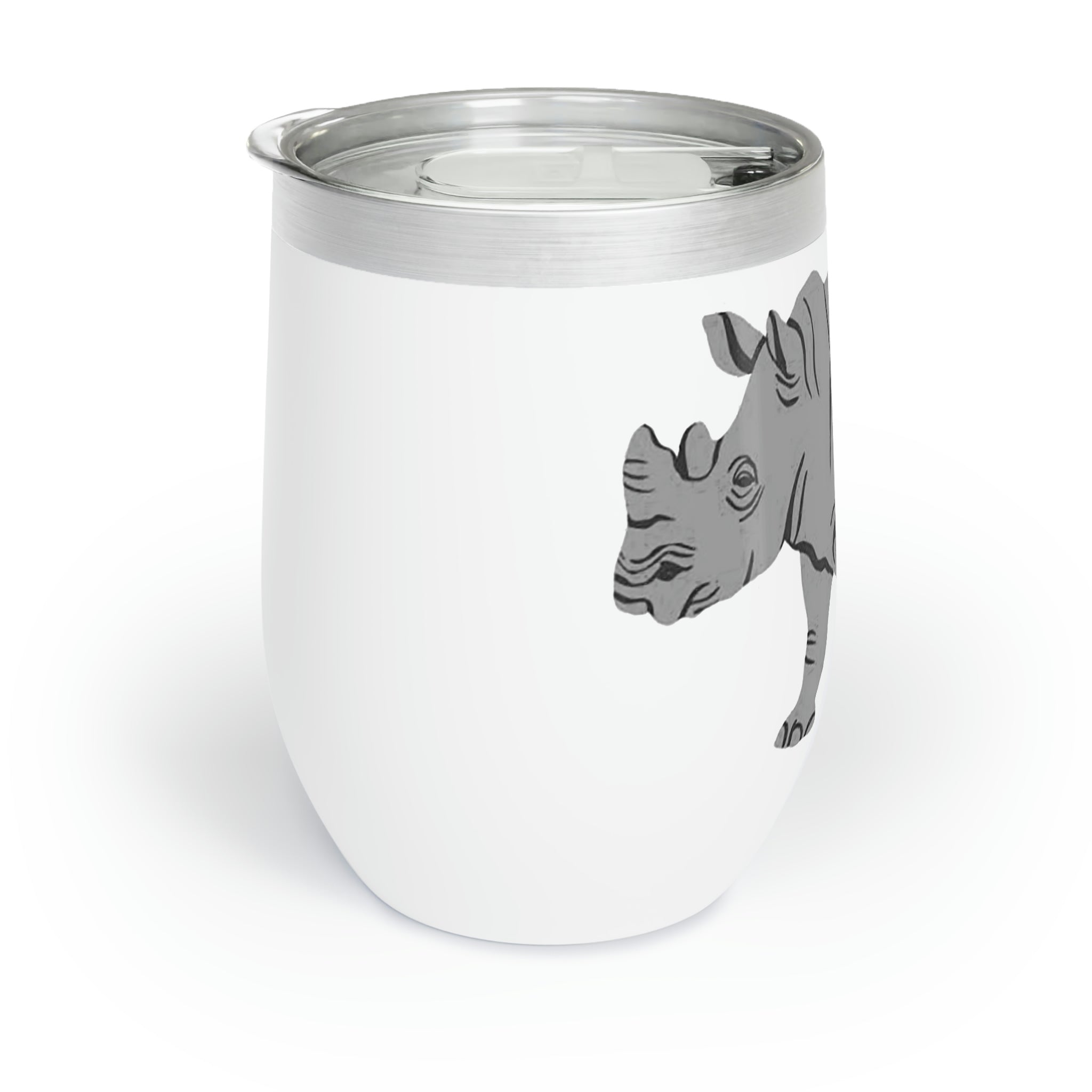 Grey Rhino Chill Wine Tumbler in stainless steel with a sleek design, perfect for keeping beverages at the ideal temperature.