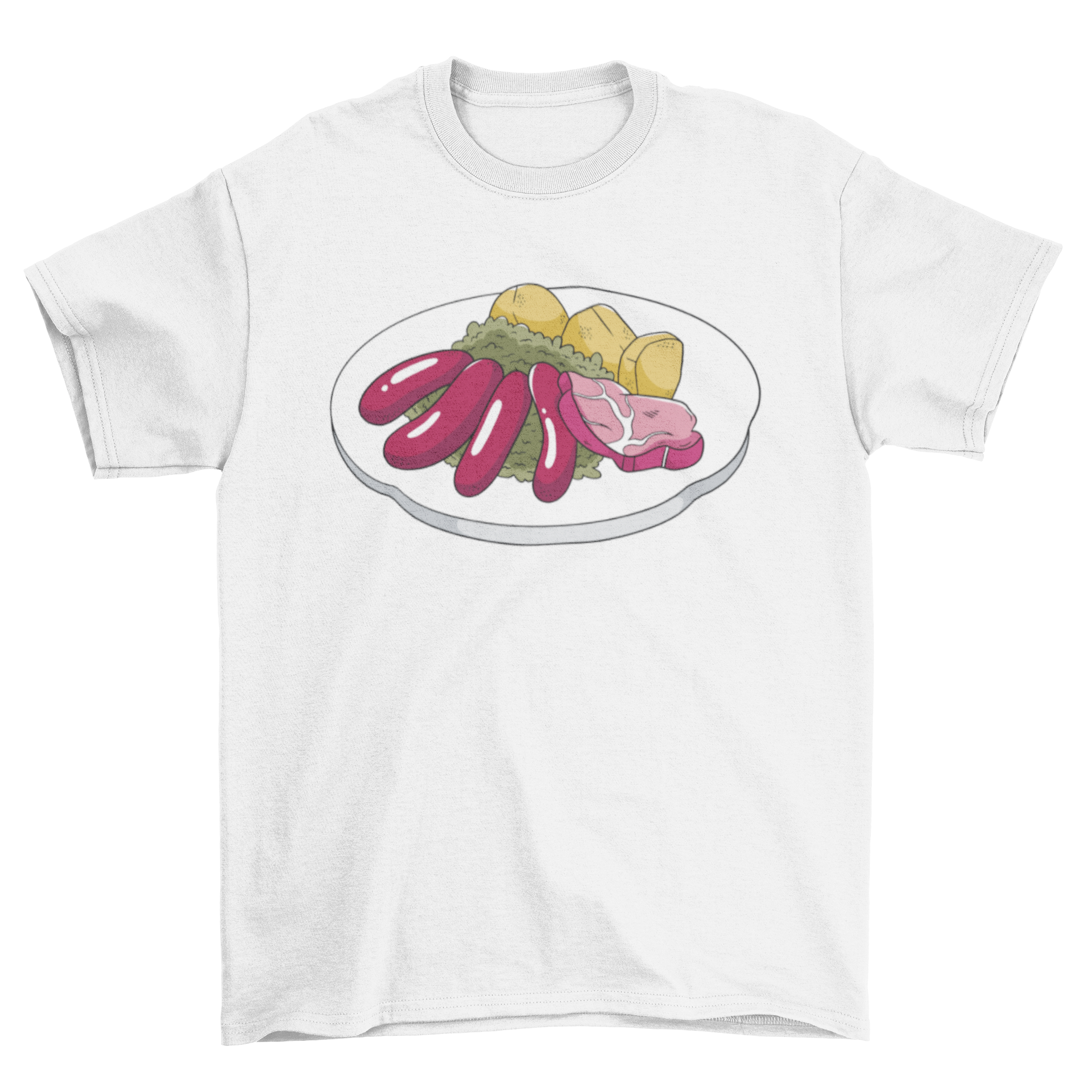 A stylish t-shirt featuring a colorful illustration of Grünkohl, a traditional German dish, perfect for food lovers.