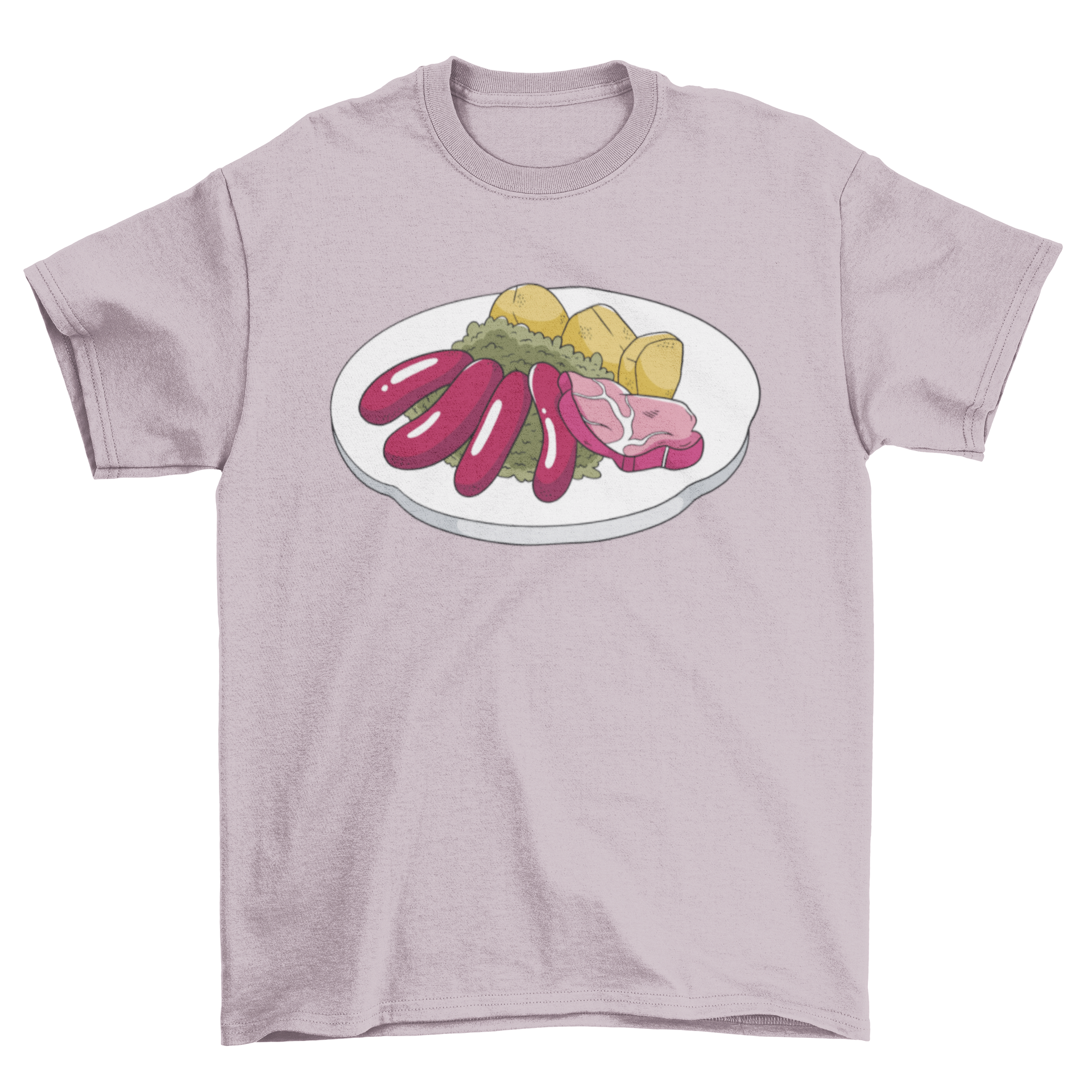 A stylish t-shirt featuring a colorful illustration of Grünkohl, a traditional German dish, perfect for food lovers.