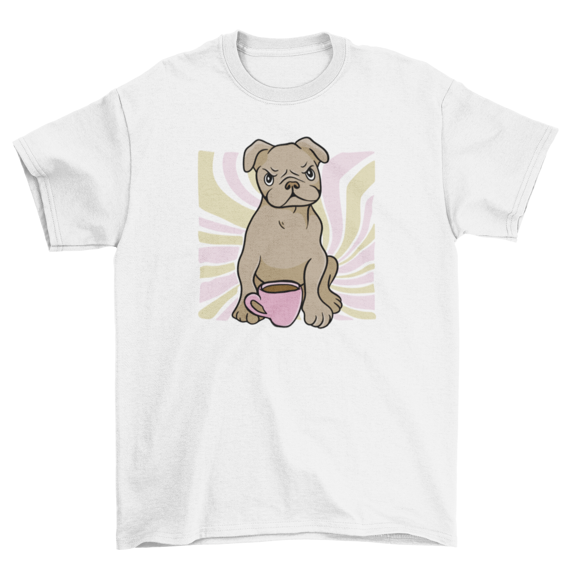 A stylish t-shirt featuring a grumpy bulldog graphic, perfect for dog lovers.