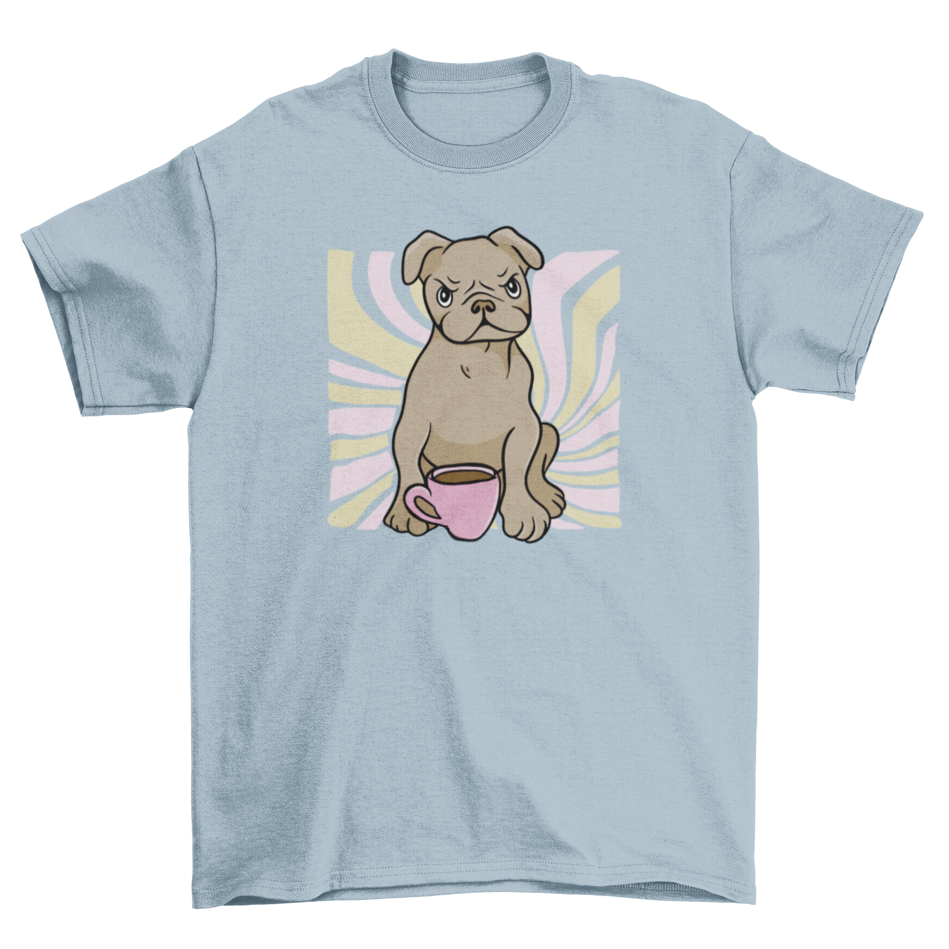 A stylish t-shirt featuring a grumpy bulldog graphic, perfect for dog lovers.