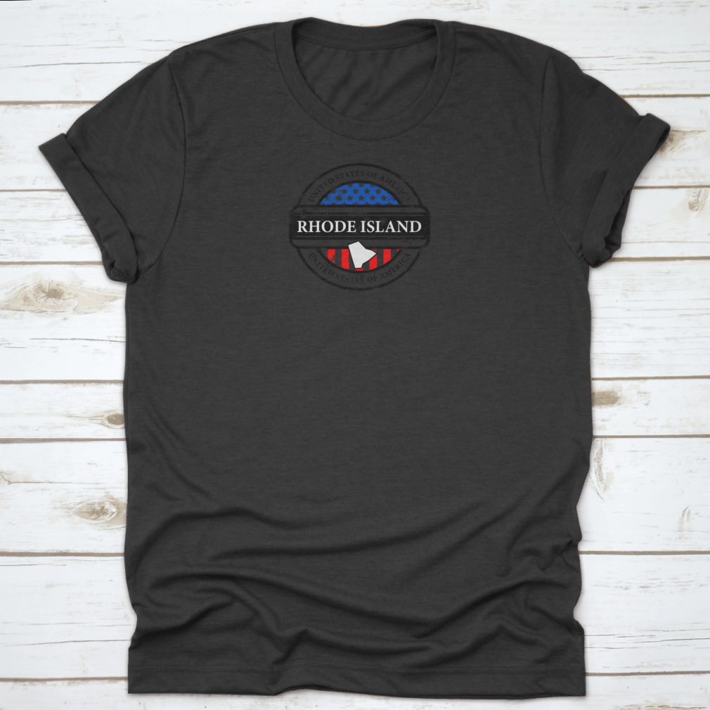 Grunge Rubber Stamp Rhode Island T-Shirt featuring a unique design and comfortable fit, made from high-quality cotton.