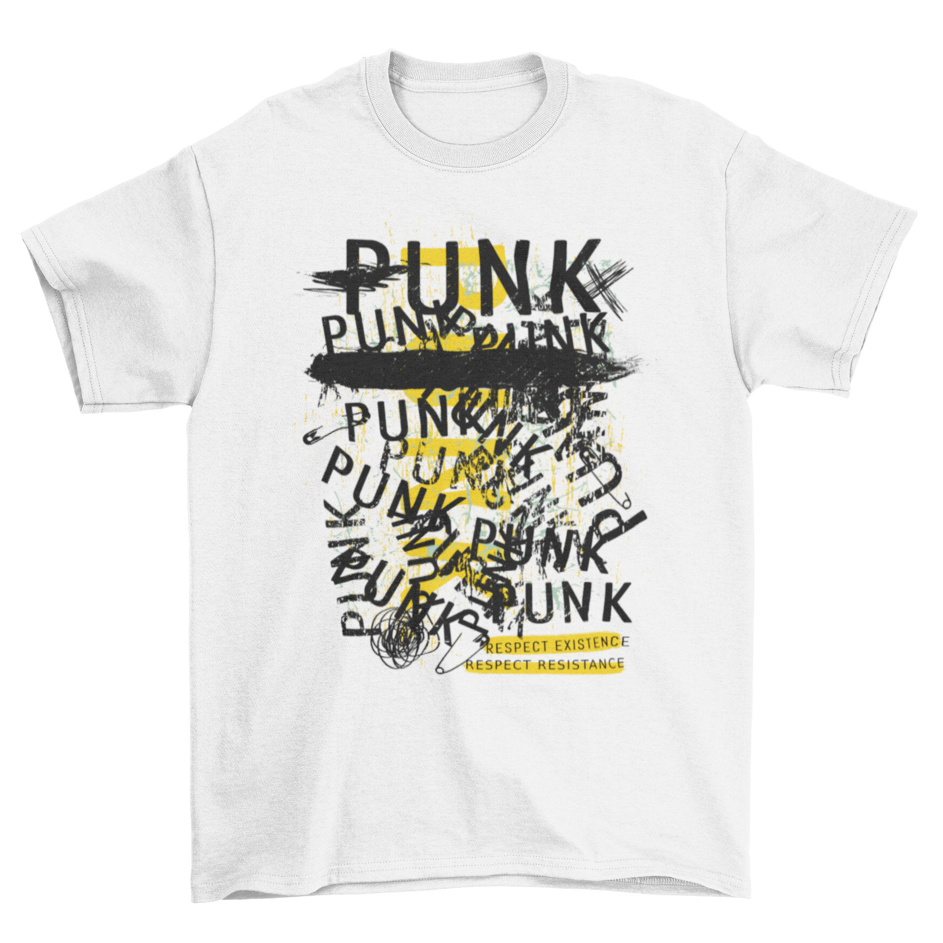 A stylish grunge text t-shirt featuring a distressed text design, perfect for casual wear.