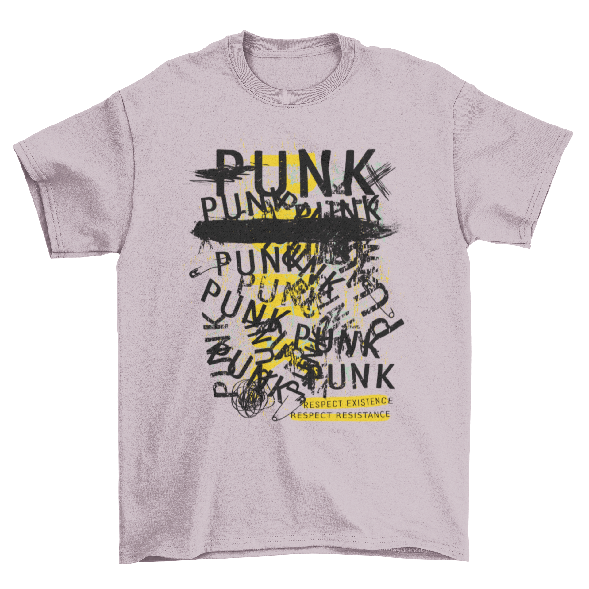 A stylish grunge text t-shirt featuring a distressed text design, perfect for casual wear.