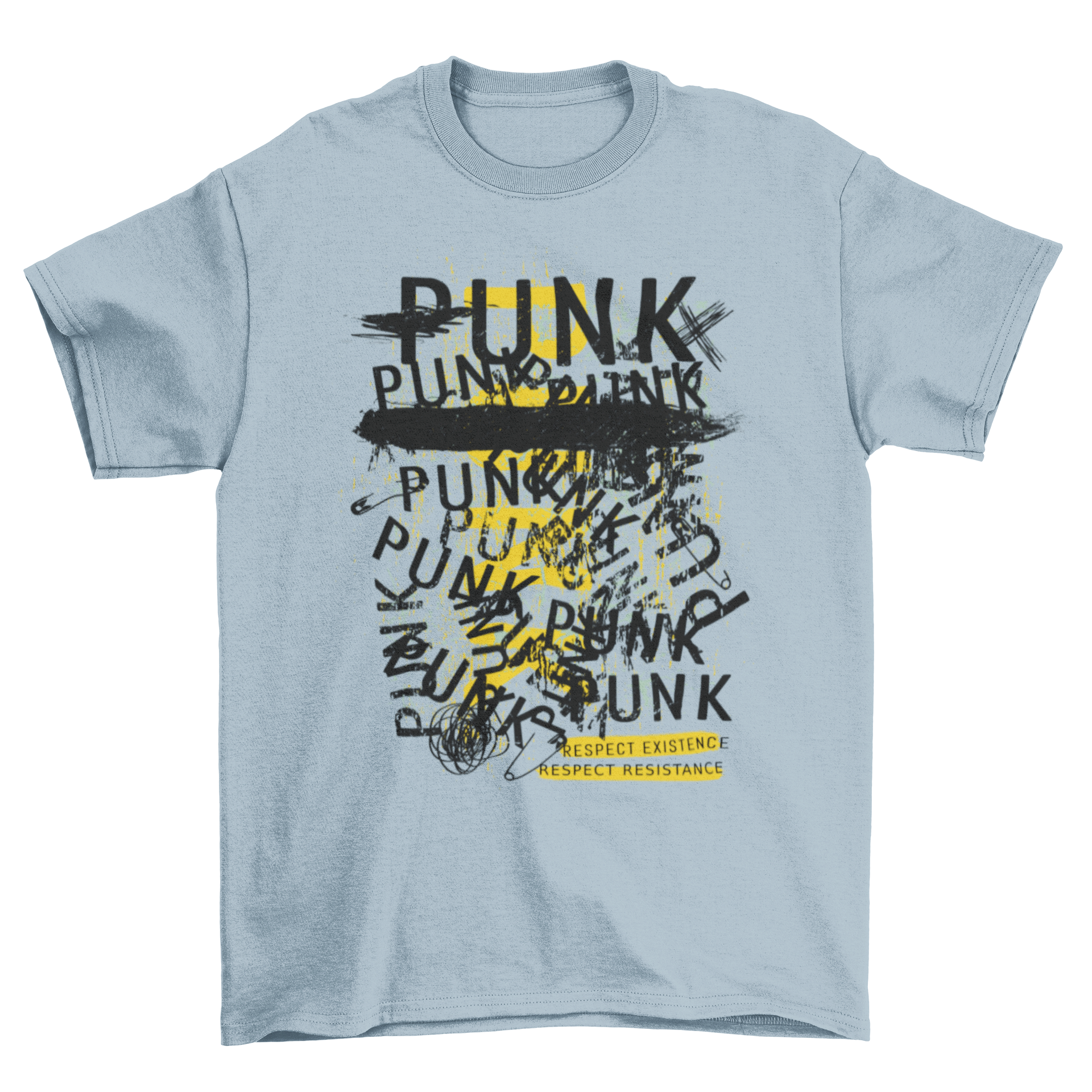 A stylish grunge text t-shirt featuring a distressed text design, perfect for casual wear.