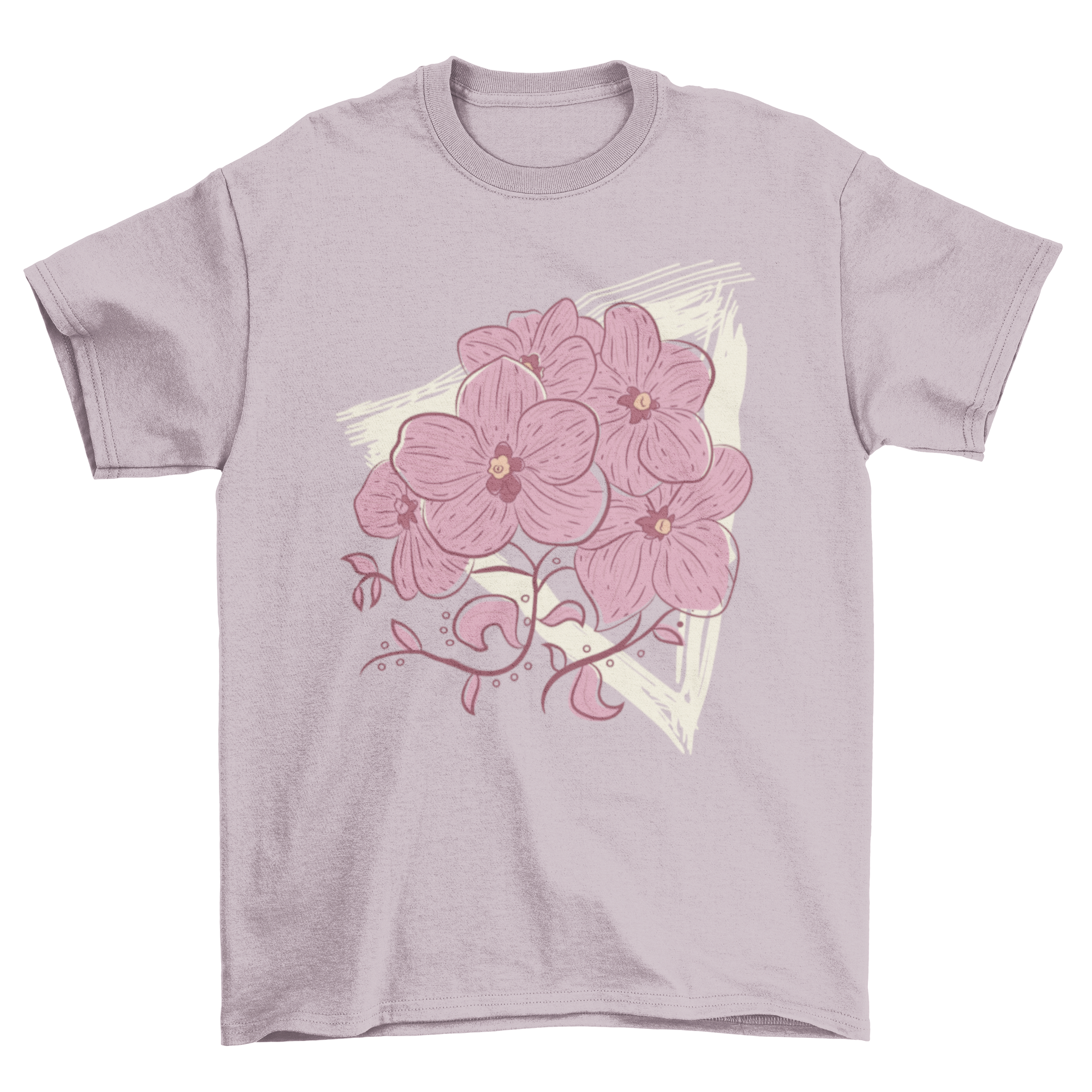 Grunge Triangle Flowers T-shirt featuring a triangle design filled with pink flowers, perfect for casual wear.