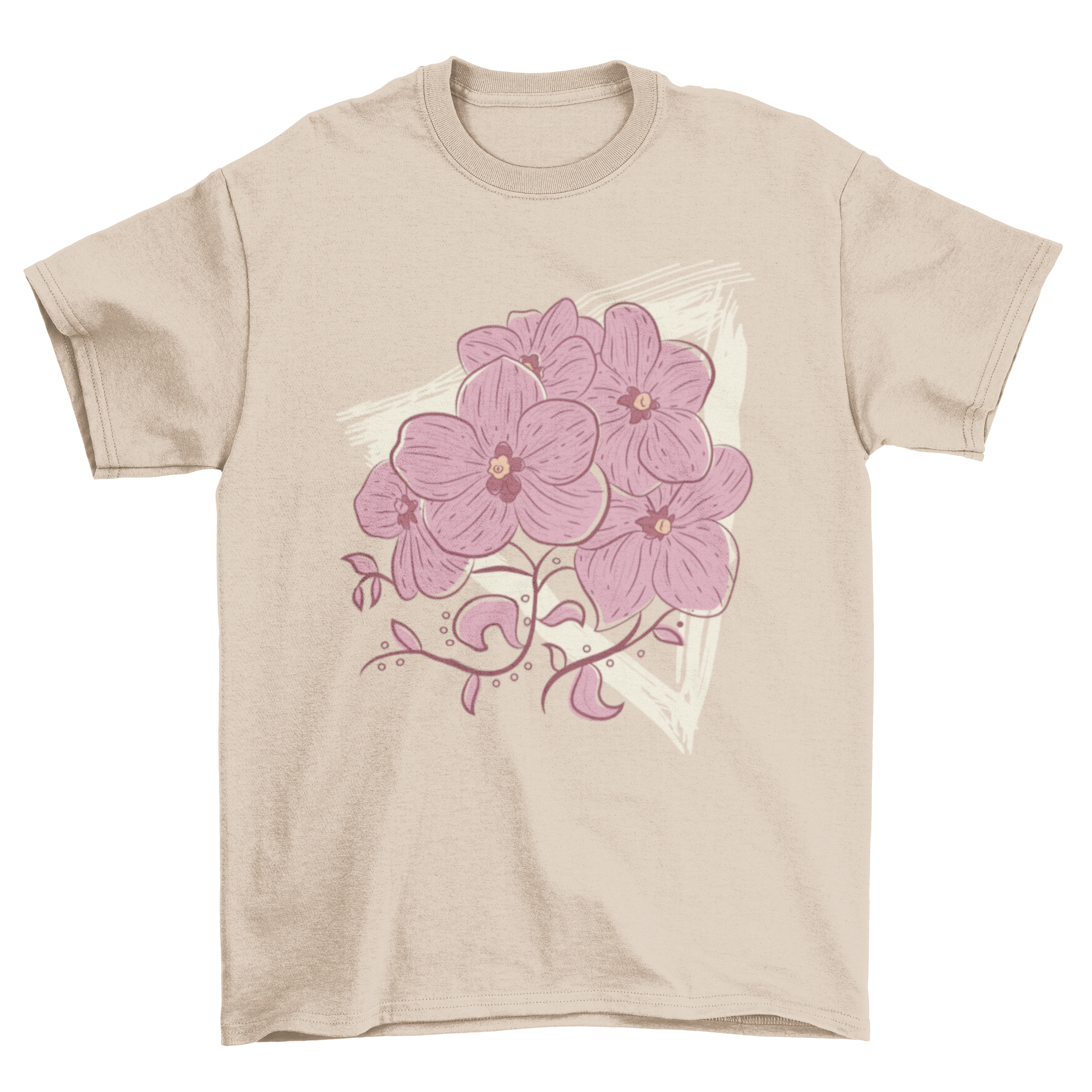 Grunge Triangle Flowers T-shirt featuring a triangle design filled with pink flowers, perfect for casual wear.