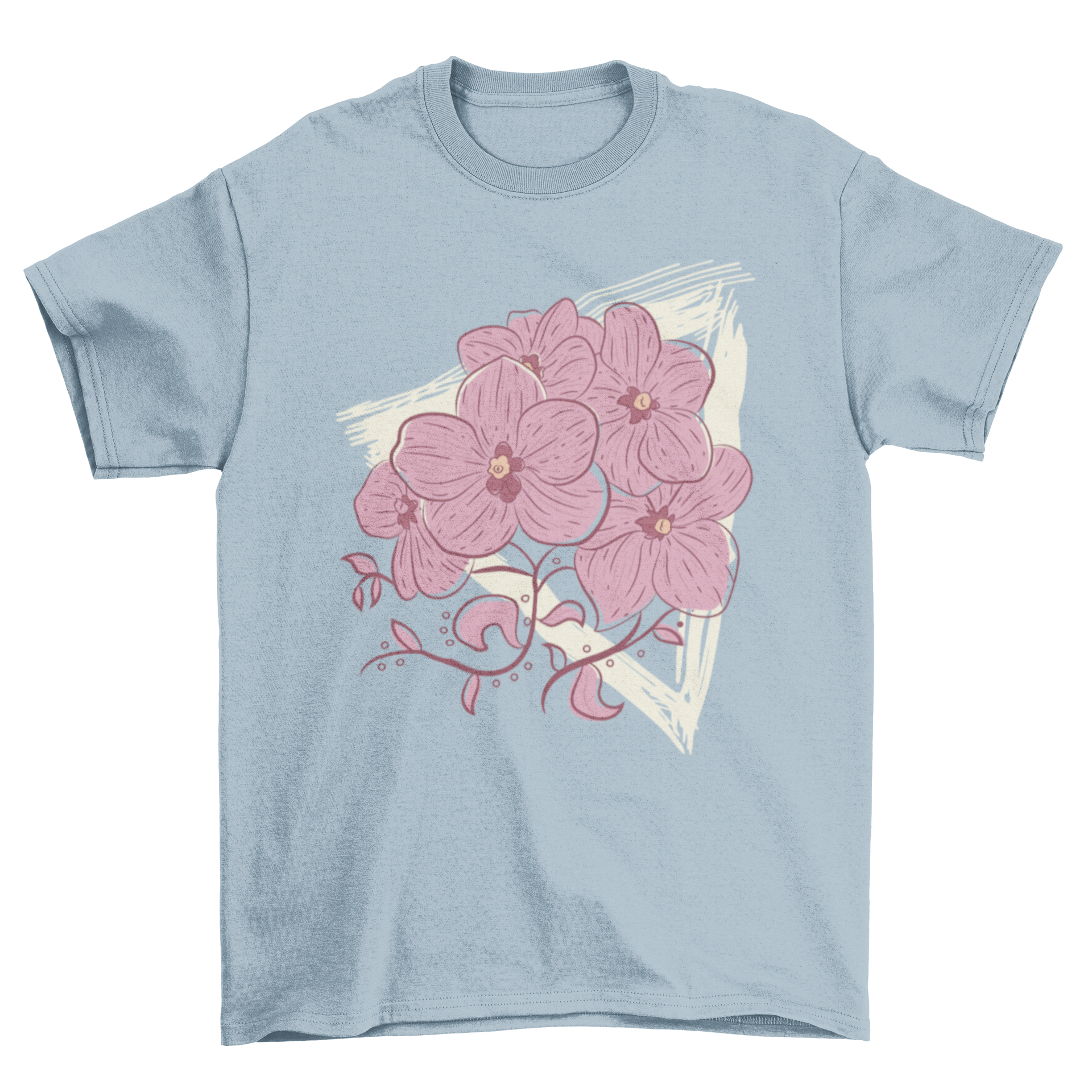 Grunge Triangle Flowers T-shirt featuring a triangle design filled with pink flowers, perfect for casual wear.