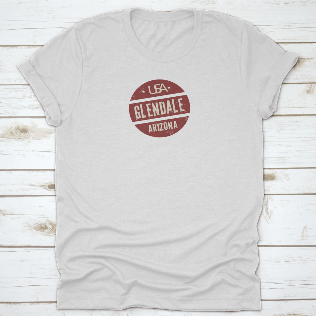 Grunge Vintage Round Stamp featuring Glendale, Arizona design on a soft cotton shirt.