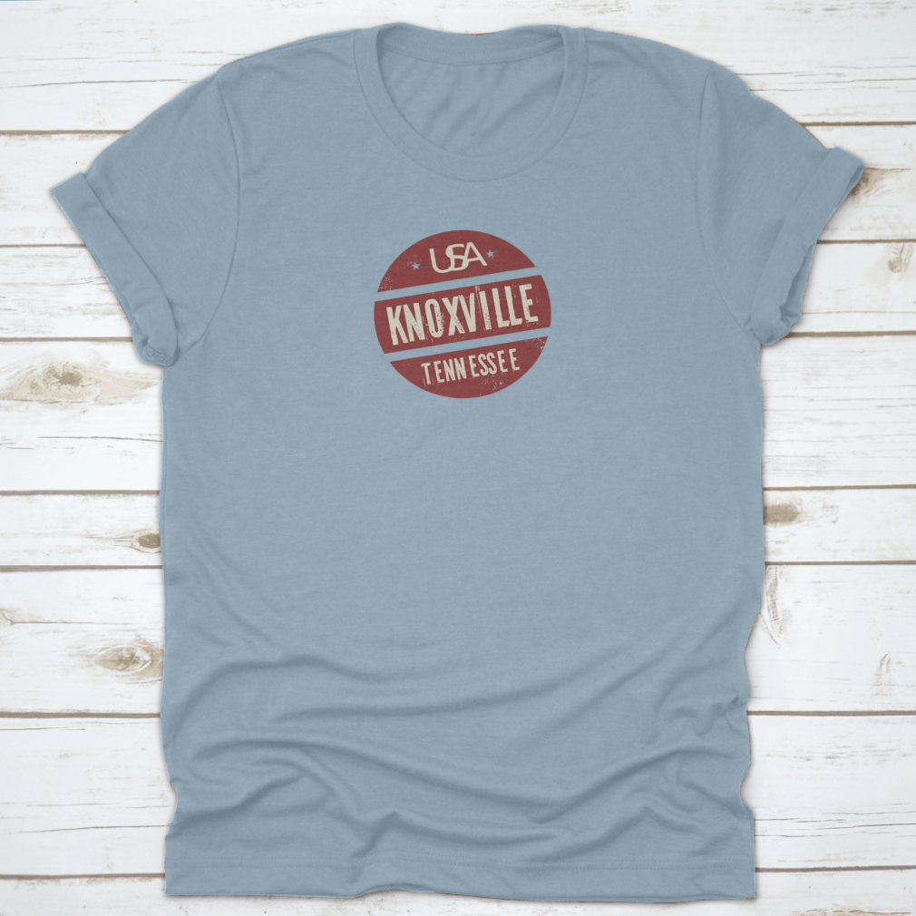 Grunge Vintage Round Stamp design featuring Knoxville, Tennessee, on a comfortable cotton shirt.