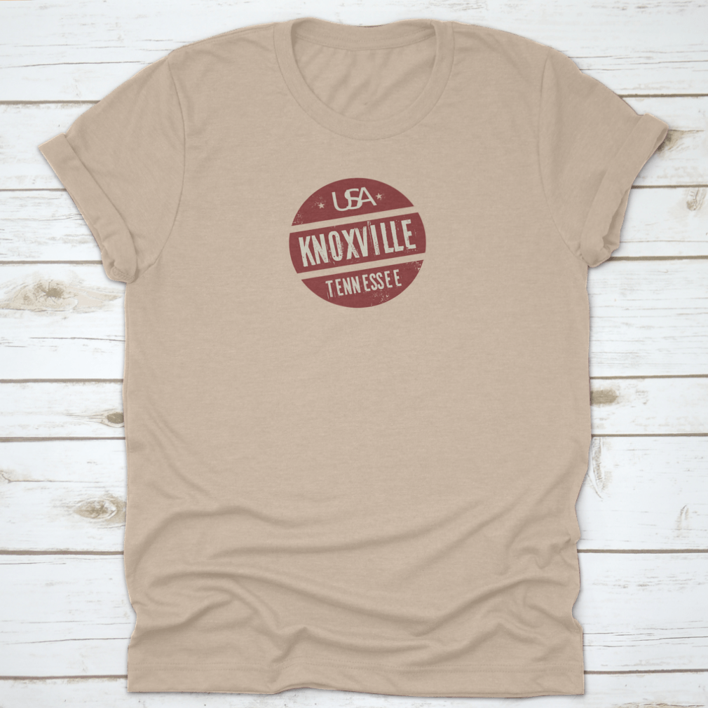 Grunge Vintage Round Stamp design featuring Knoxville, Tennessee, on a comfortable cotton shirt.