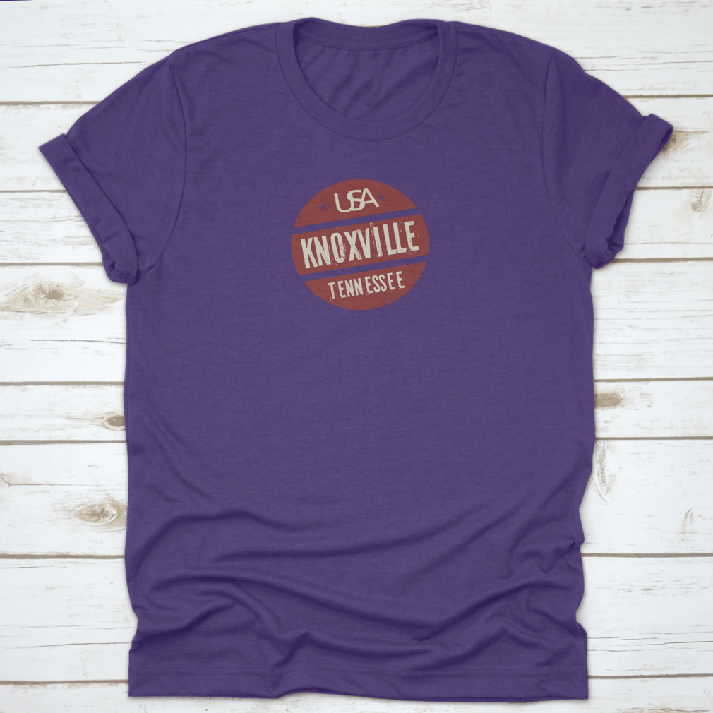 Grunge Vintage Round Stamp design featuring Knoxville, Tennessee, on a comfortable cotton shirt.