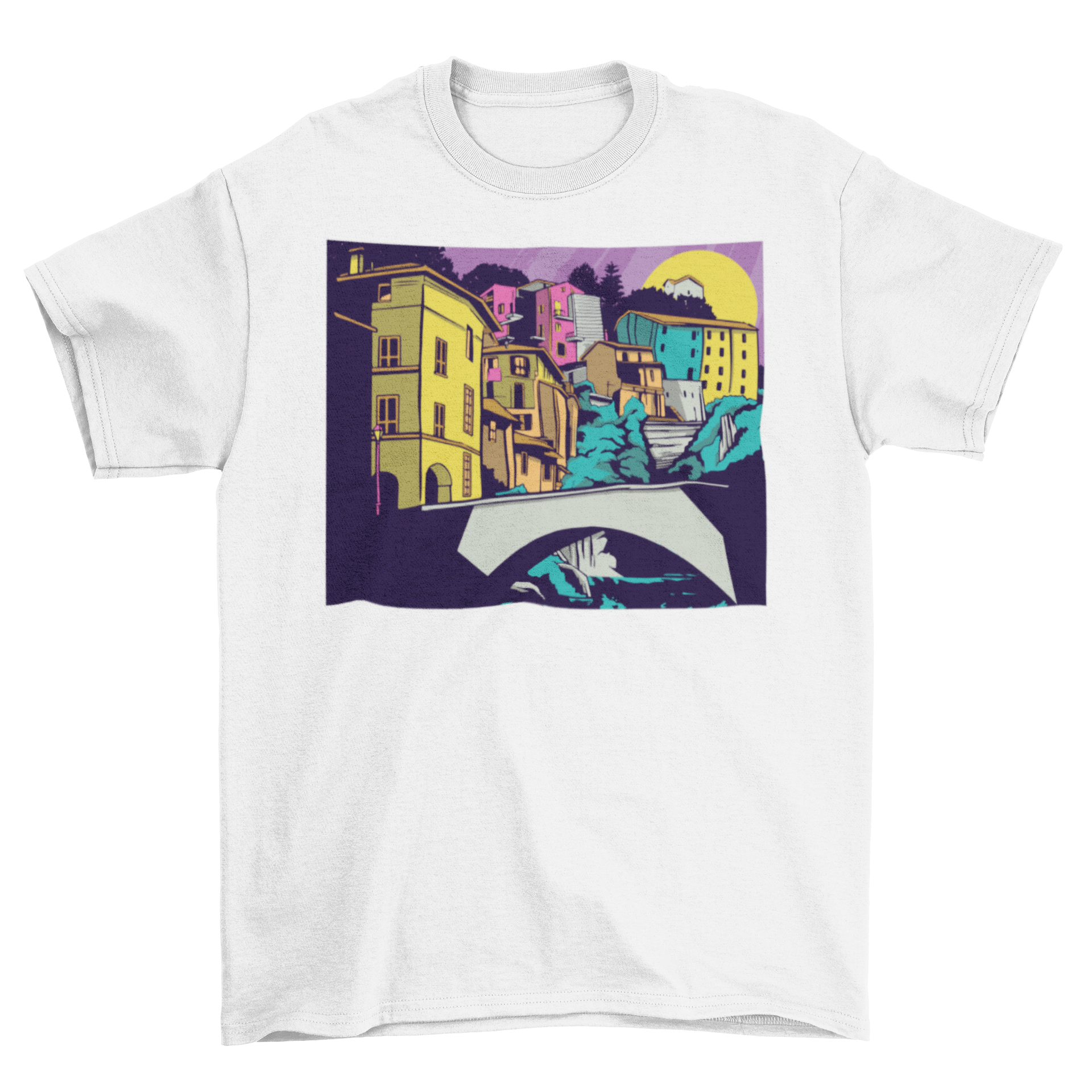 Guanajuato city t-shirt featuring colorful buildings and unique design inspired by Mexican architecture.