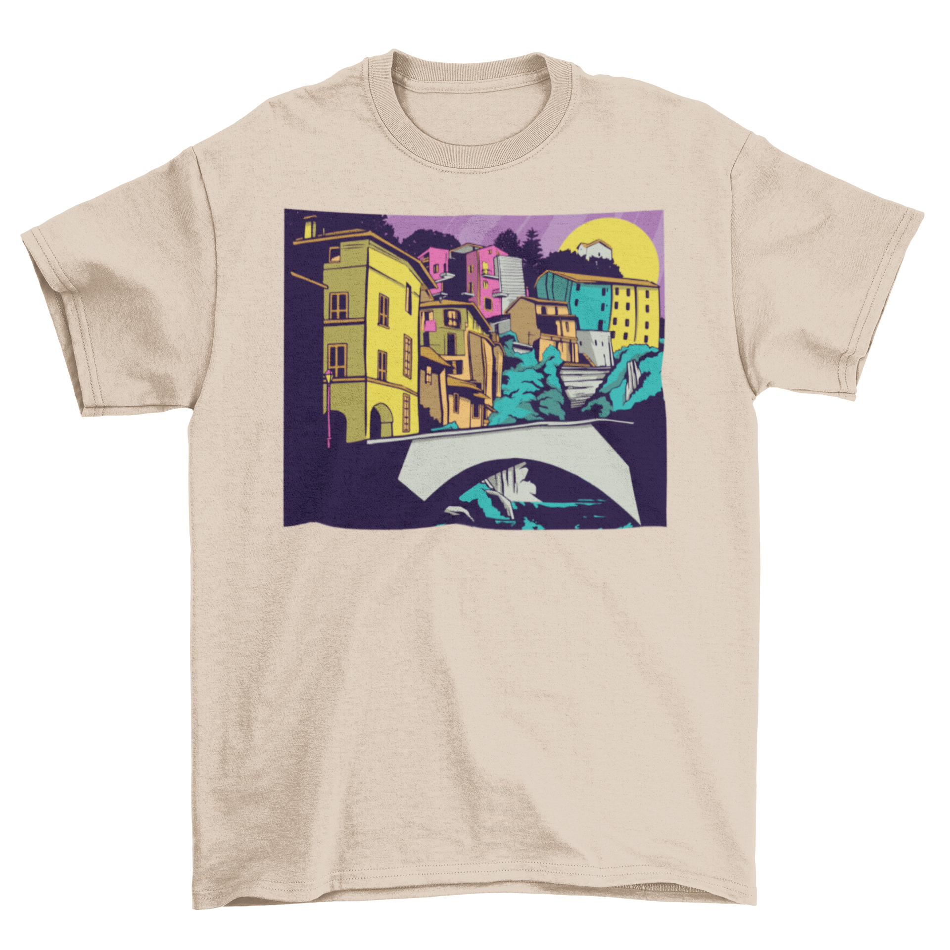 Guanajuato city t-shirt featuring colorful buildings and unique design inspired by Mexican architecture.