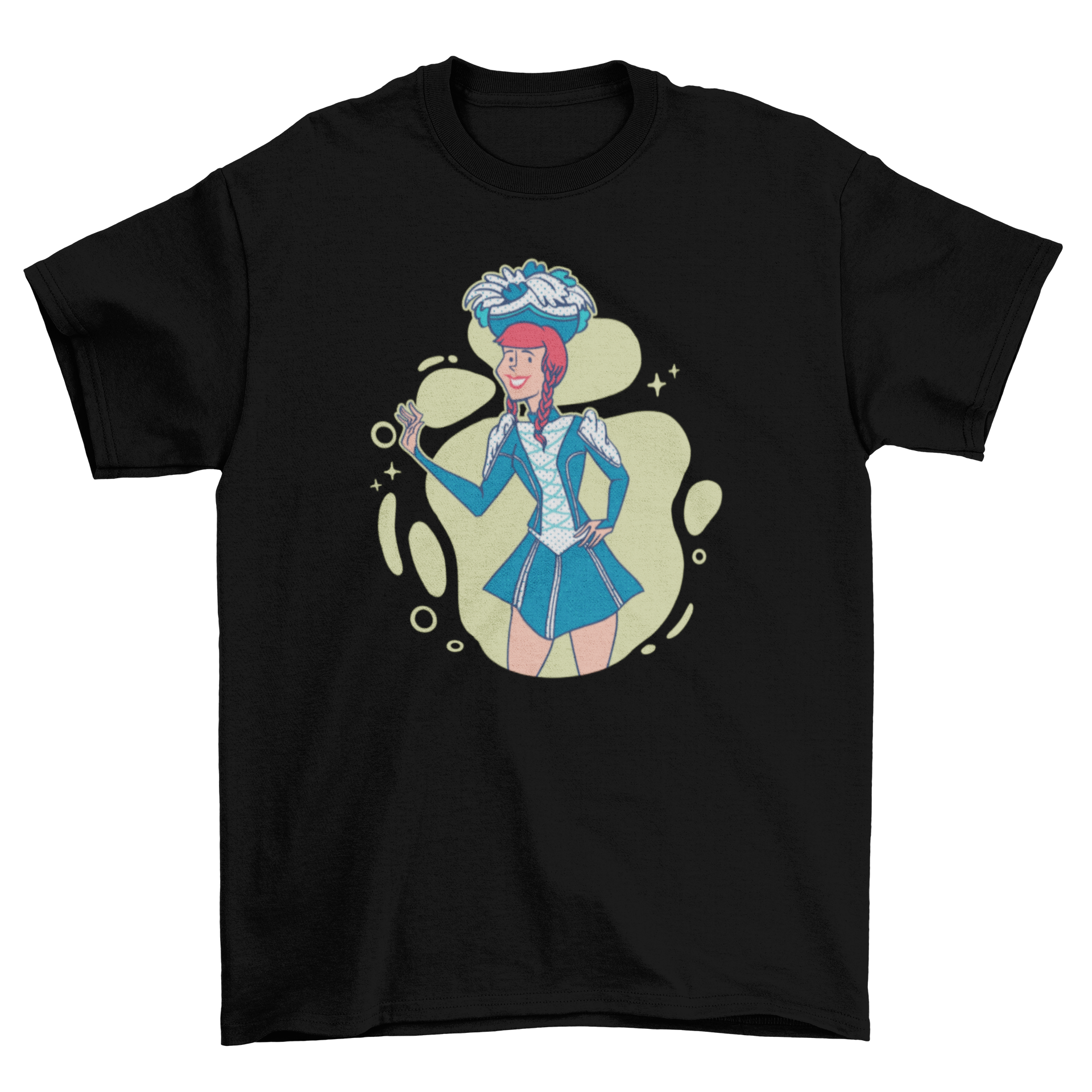 A stylish t-shirt featuring a detailed illustration of a Germanic guard dancer, showcasing traditional dance art.