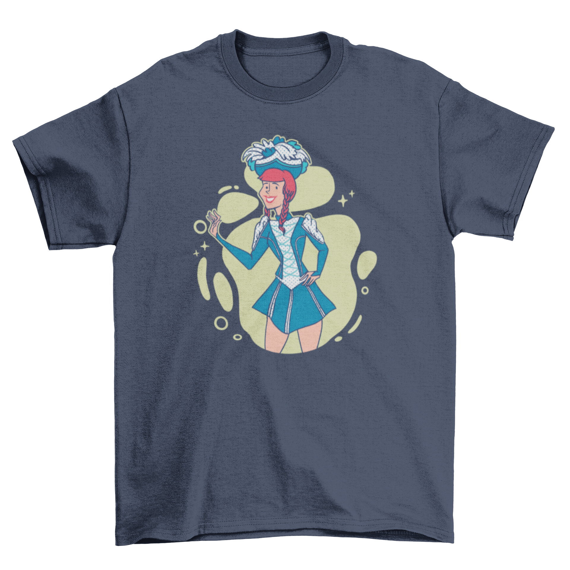 A stylish t-shirt featuring a detailed illustration of a Germanic guard dancer, showcasing traditional dance art.