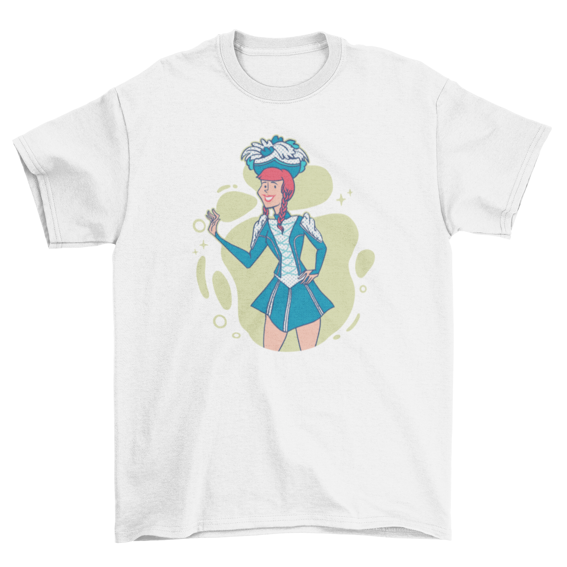 A stylish t-shirt featuring a detailed illustration of a Germanic guard dancer, showcasing traditional dance art.