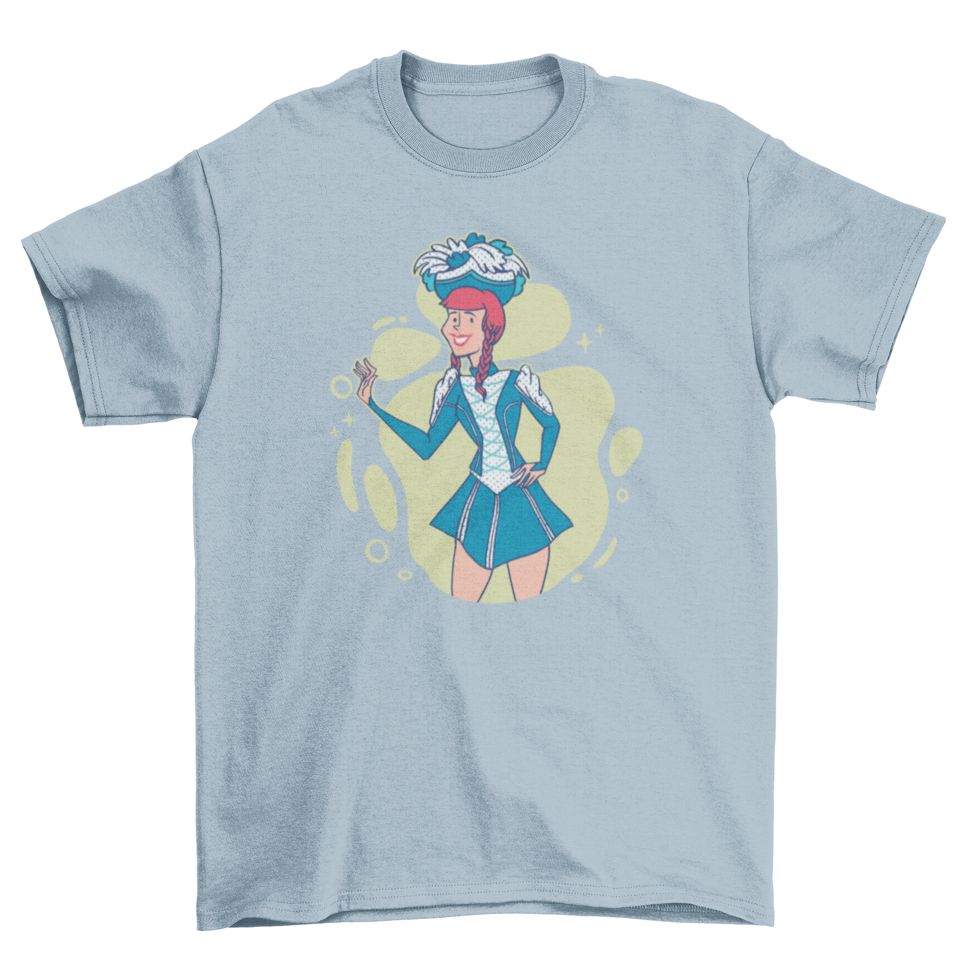 A stylish t-shirt featuring a detailed illustration of a Germanic guard dancer, showcasing traditional dance art.