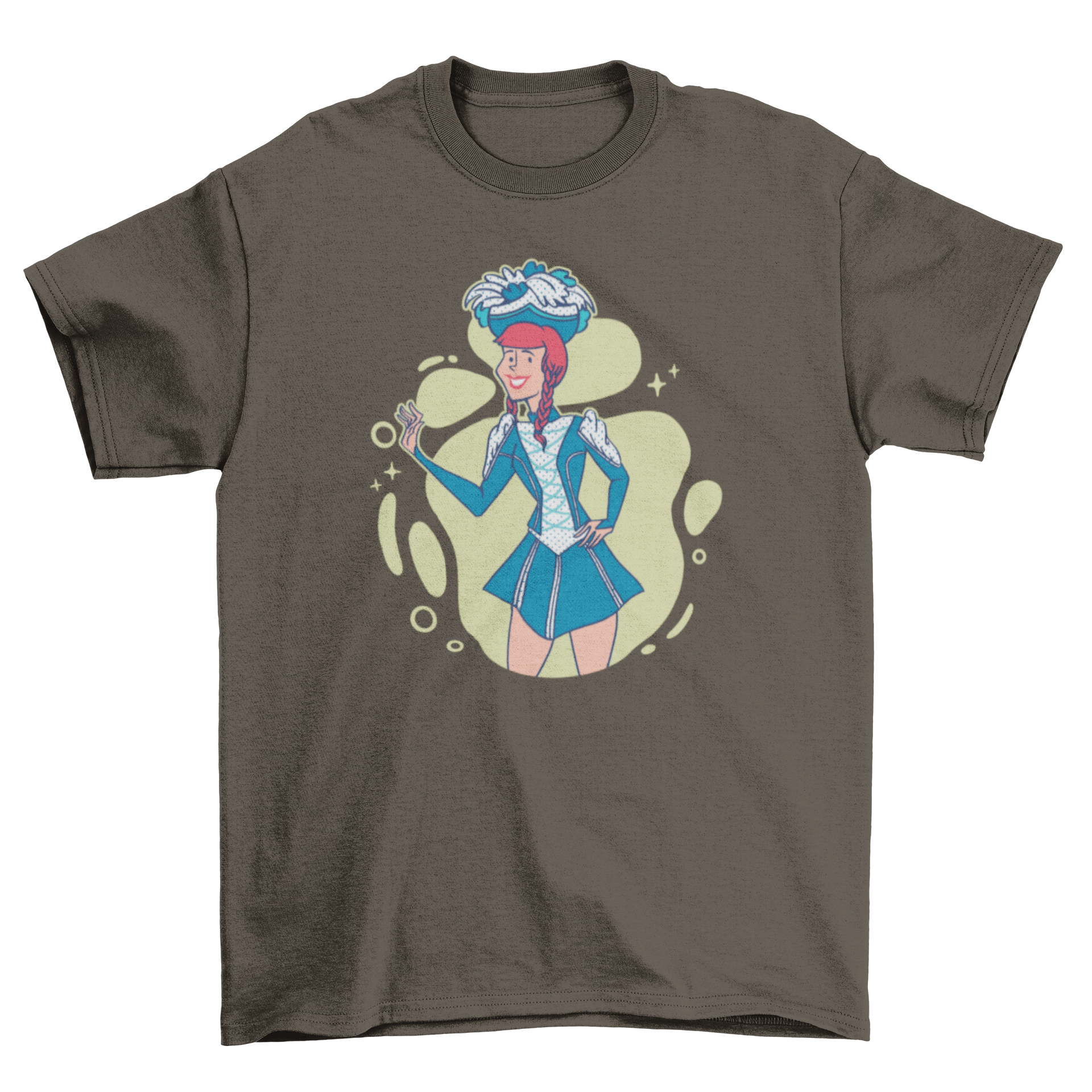 A stylish t-shirt featuring a detailed illustration of a Germanic guard dancer, showcasing traditional dance art.