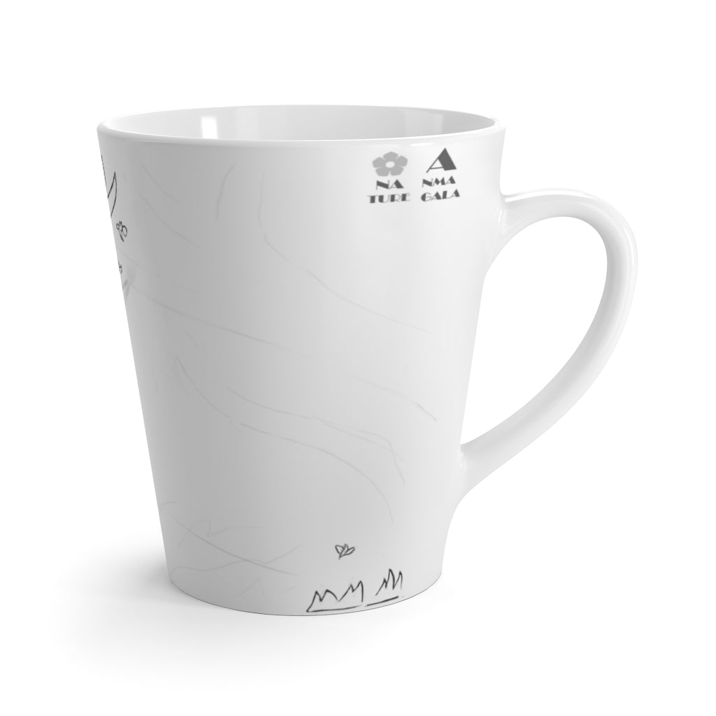 Guardian of the Harvest Latte Mug, white ceramic with vibrant sublimation print, featuring rounded corners and a comfortable C-handle.