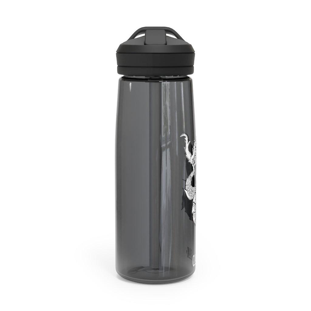 Gydraxis CamelBak Eddy® Water Bottle in 20oz and 25oz sizes, showcasing its robust design and spill-proof features.