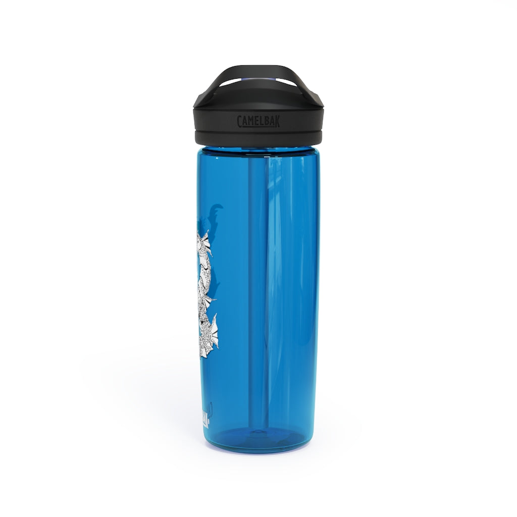 Gydraxis CamelBak Eddy® Water Bottle in 20oz and 25oz sizes, showcasing its robust design and spill-proof features.