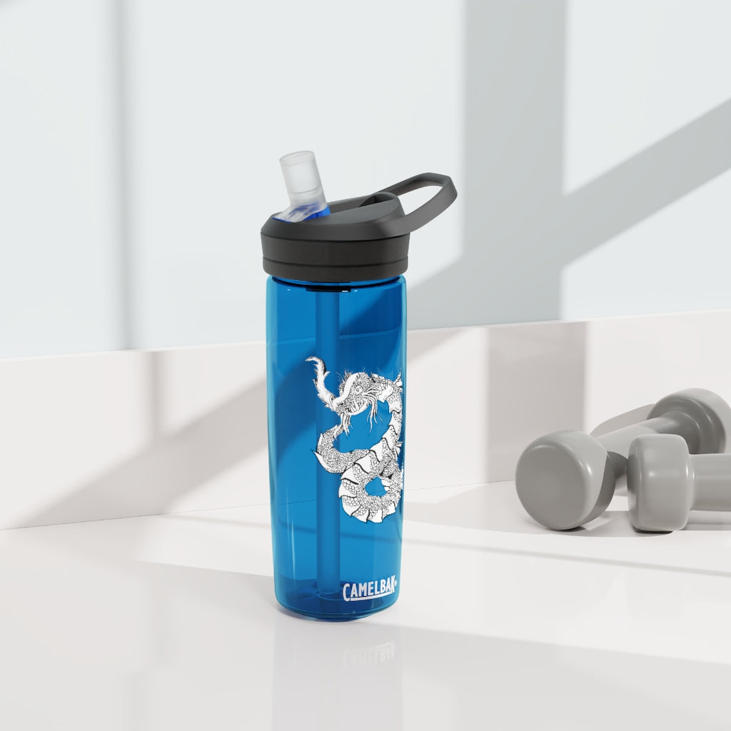 Gydraxis CamelBak Eddy® Water Bottle in 20oz and 25oz sizes, showcasing its robust design and spill-proof features.