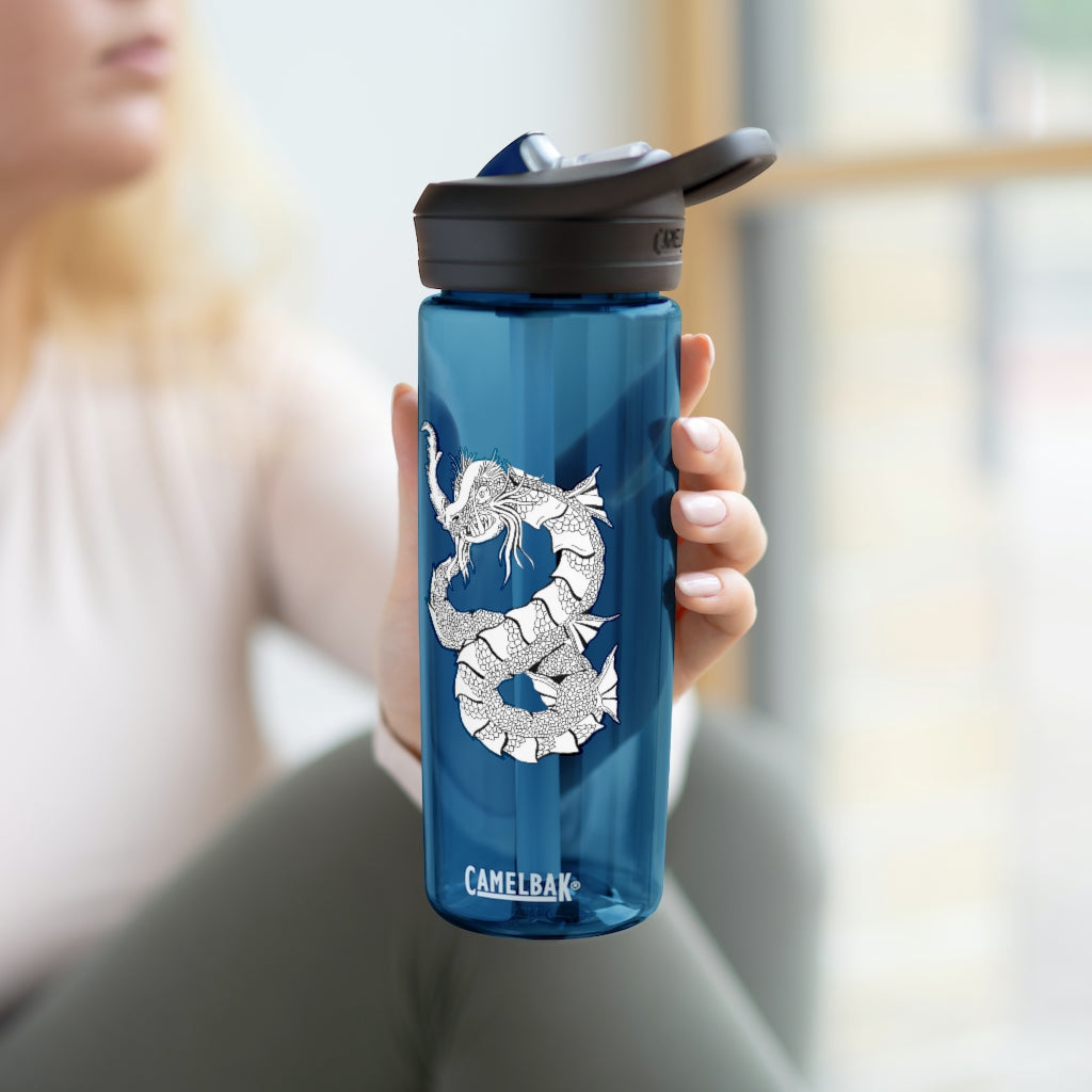 Gydraxis CamelBak Eddy® Water Bottle in 20oz and 25oz sizes, showcasing its robust design and spill-proof features.